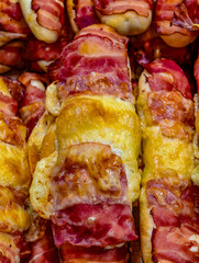 Bacon Wrapped Croissant Pastry Savory Breakfast Food Fresh Baked Artisan Bakery Golden Brown Puff Pastry Gourmet Brunch Delicious