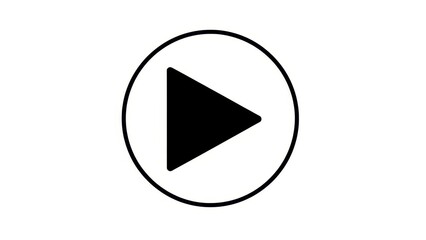 Simple Black Play Button Icon on White Background.