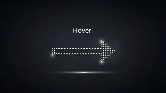Illuminated Arrow Pointer with Hover Text on Dark Background.
