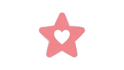 Obraz premium Pink Star Shape with Heart Cutout Symbol.