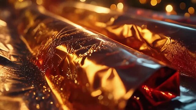 Wrapped in Warmth: Capture the essence of gifting with this close-up of decorative gift wrap, showcasing the art of presentation and the anticipation of giving.