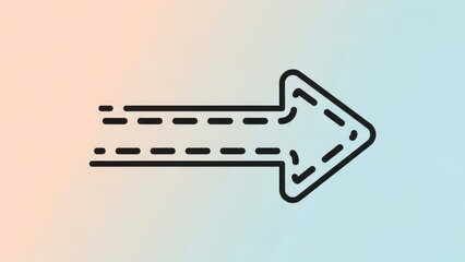 Simple Arrow Icon with Dashed Line Effect.