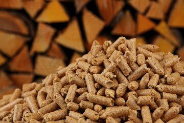 Stack of Wood Pellets for Heating and Biofuel