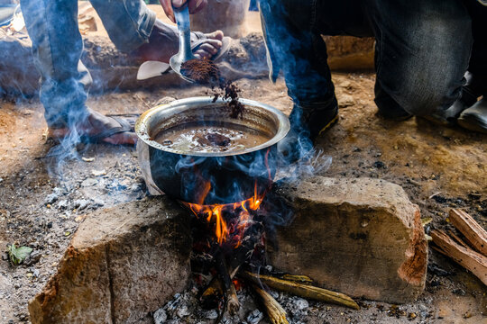 Preparing coffee in Chagga tribe near the Moshi town