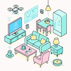 Smart Home Interior – illustration vector