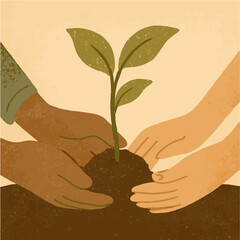 Collaborative Plant Nurturing – illustration vector