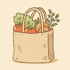 Fresh Grocery Bag  illustration vector