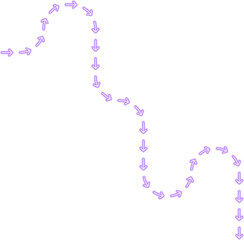 Labyrinth arrow flow incorporates squared wave segments forming a structured neon directional contour.