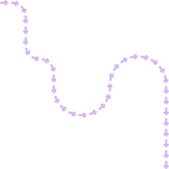 Extended arrow route incorporates squared path segments forming an elongated neon directional contour.
