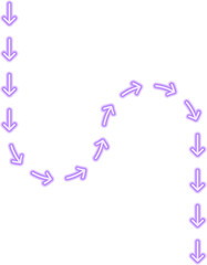 Arrow movement follows a square-influenced route that contains a single wave shift forming a distinct neon contour.