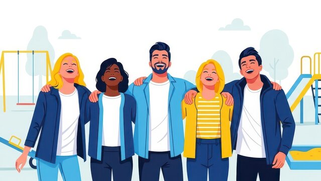 Diverse Group of Friends Enjoying Time Together Outdoors. - Powered by Adobe