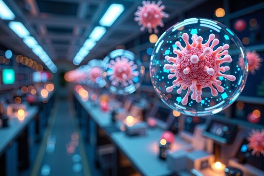 Holographic Images of Bacteria and DNA Samples in a Futuristic Space Laboratory