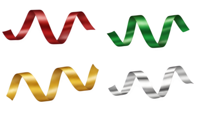 Different colours of ribbons isolated on white transparent background