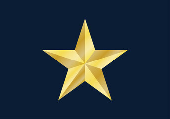 Obraz premium Estrella dorada brillante de cinco puntas con efecto metálico sobre un fondo azul oscuro