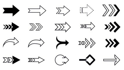 Collection of Diverse Arrow Icons and Symbols.