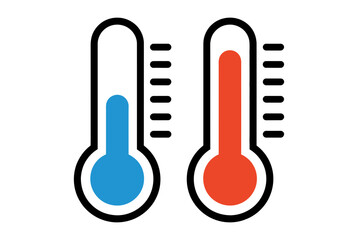 Two thermometers one showing a cold temperature and the other showing a hot temperature