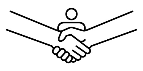 Illustration of a handshake between two people with a person above the hands showing unity