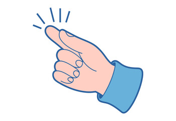 Illustration of a hand with a blue sleeve tapping with emanating lines from finger