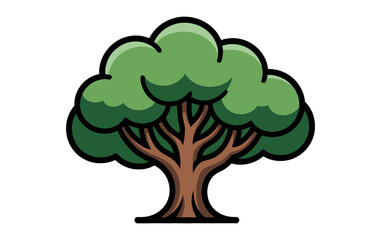 Illustration of a tree with a brown trunk and green leaves on a white background art