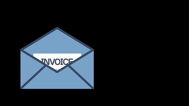 Invoice icon , email message received with bill document, flat style open envelope with invoice paper
