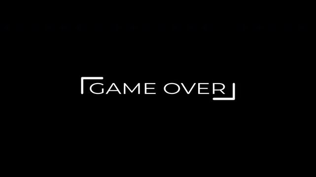Minimalist Game Over Text Animation with White Typography on Black Background