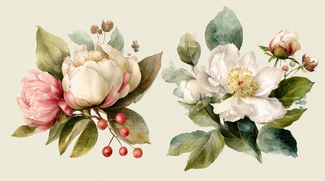 Charming Vintage Flower Artwork for Celebratory Cards and Summer Backgrounds