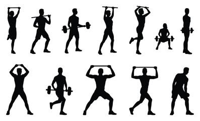 Fitness workout silhouettes collection for diverse training Vector
