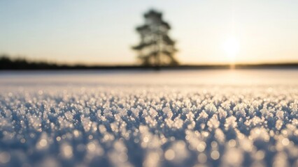 Frozen Landscape - Close-Up of Snow Crystals in Winter.