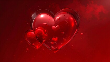3D Rendered Red Hearts with Romantic Background.