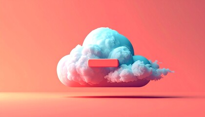Abstract cloud with sign on pink background.