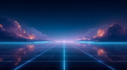Blue and purple sky with a large, empty space in the middle. The sky is filled with clouds and the sun is setting