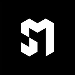 Letter SM or MS geometric monogram logo