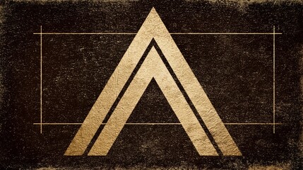 Gold and black design with an arrow pointing upwards. The design is gold and black and has a triangular shape