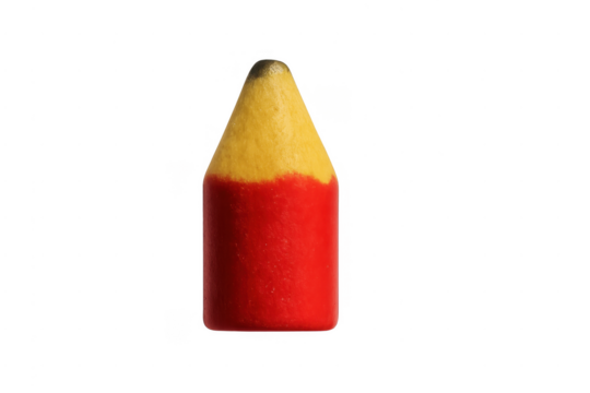 Short red yellow pencil on transparent background