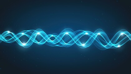 Futuristic blue light wave pattern on dark background with abstract energy design