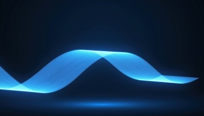 Futuristic blue wavy light on dark background - abstract modern technology design