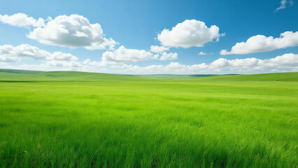 Obraz premium Bright Green grass with Clouds