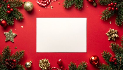 Christmas card layout with decorations.