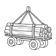 Log carrier coloring page line art