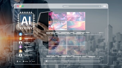 AI platform generating art images with dynamic interface. AI-generated content appears in image...