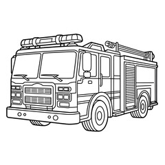 Fire truck illustration vector style coloring page