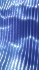 Abstract vertical blue light streams with sparkling particles cascading in bright glowing waves