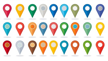 Colorful Location Pins with Map Markers Vector.