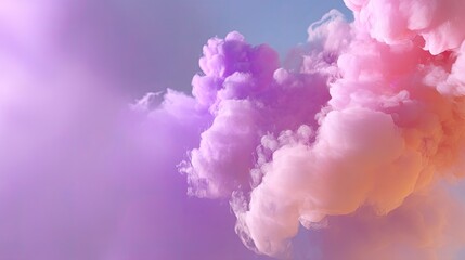 Fototapeta premium Soft Dreamy Clouds in Pastel Purple and Pink Shades Against a Clear Blue Sky