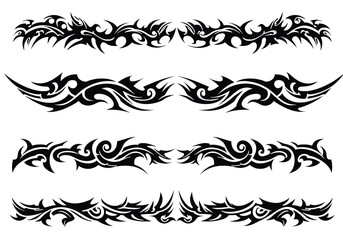 Fototapeta premium vector Set of tribal tattoo designs decorative vector ornaments isolated on white background