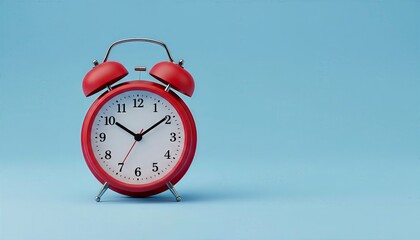 Vintage Alarm Clock Blue Background Retro Time Concept