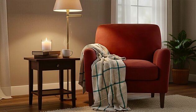 Cozy Armchair Candlelight Warm Peaceful Home Interior