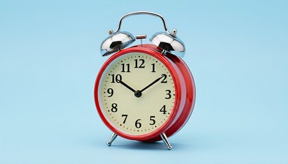 Classic Vintage Alarm Clock on Soft Blue Background