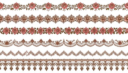 Floral lace borders with decorative elements.