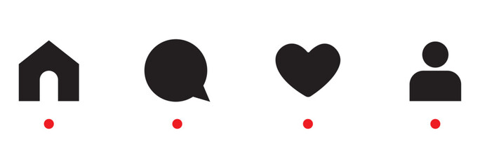 Instagram social media like comment share save icon collection in line style. Set of social network user interface button icons on white background. Vector illustration